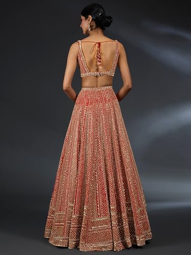 Image of TRENDMALLS Women's Satin Embroidery With Sequence Work Lehenga Choli Unstitch Blouse with Dupatta For Women (New-Bridal-Latest-Wedding-Sequence-Lehenga-Designer)