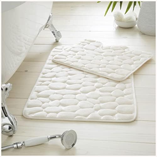 GC GAVENO CAVAILIA 2 Piece Pebble Bath Mat Non Slip Pedestal Set, Extra