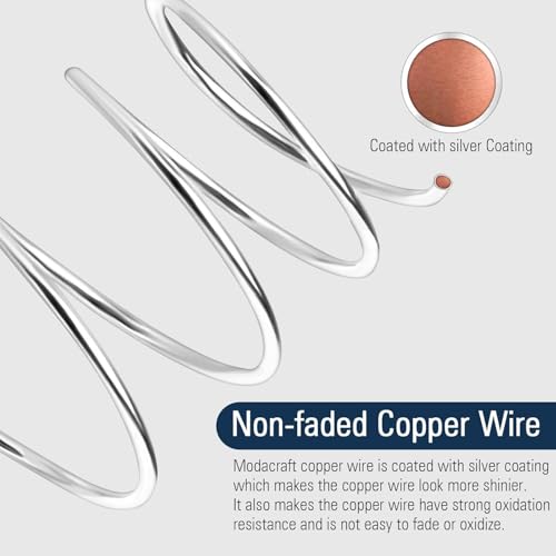 Image of Modacraft 22 Gauge Silver Wire for Jewelry Making with Jewelry Pliers, Craft Wire Beading Wire Tarnish Resistant Copper Wire