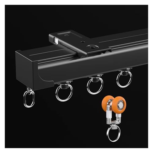 YLLFFLL Black Ceiling Mounted Curtain Track 3mter 2m 5m 6m 8m 10m, Curtain Rails and Fittings for Heavy Curtains, Wall Mounted Metal Curtain Rails Tracks(Ceiling Mount,2.5m/8.2ft)