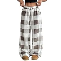 Generico Pantaloni a Quadri Donna- Palazzo Natale Tartan Abbigliamento Pigiama Donna Flanella- Pesante Peloso Invernali Pigiamone- Quadretti Natalizi Pantaloni S
