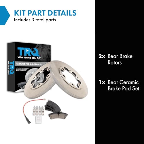 Image of TRQ Rear Brake Pad and Rotor Set Ceramic Solid Rotors Compatible with 2020 Ford Transit-250 Transit-350 Transit-350 HD