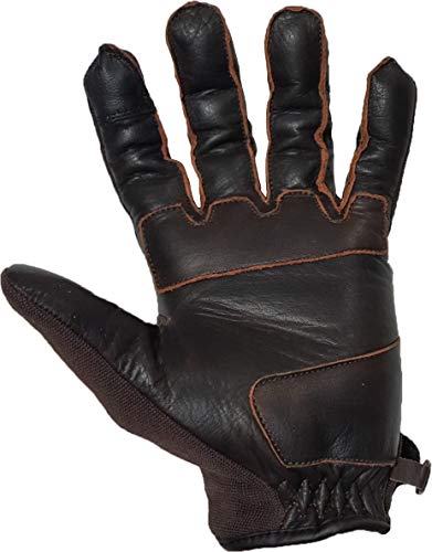 Gants de moto en cuir et tissu marron M Dumbo avec coques de protection