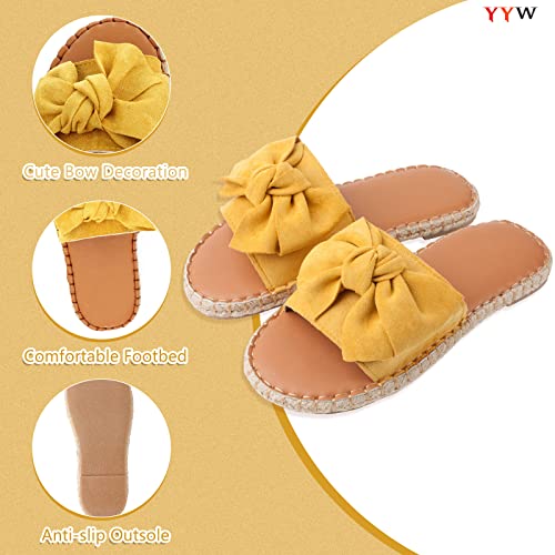 YYW Slides for Women Flat Slide Sandals Slip On Open Toe Sandals Casual Style with Bowknot Ornament for Summer Outdoor Indoor2