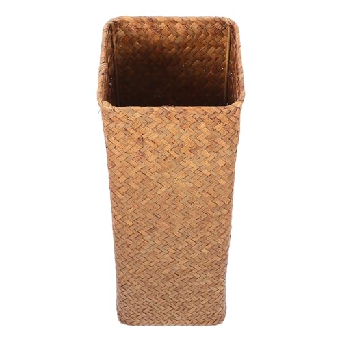 Tofficu Jarrón de Cesta Natural de Algas Marinas Tejido a Mano, Estilo Europeo Vintage, Decorativo y Duradero, Adecuado para Oficina y Estanterías
