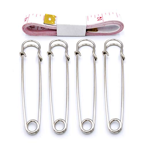 Firefly 30 Pcs Extra Large Safety Pins, 3" Heavy Duty Steel Metal Lock Pin Fasteners For Blankets, Skirts, Crafts, Kilts (Silver) #TOP1