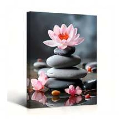 Peinture sur toile floral rose zen XINBAO 60x80cm cadre interne pour decoration murale salon