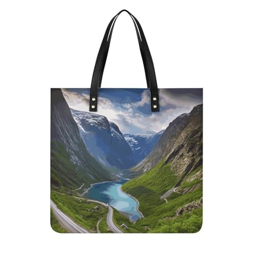 Sac fourre-tout en cuir PU grand sac d'épicerie léger et tendance