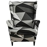 HZDHCLH Geometric Wingback Chair Slipcovers 2 Piece,Stretch Spandex Wing Chair Covers for Living Roo