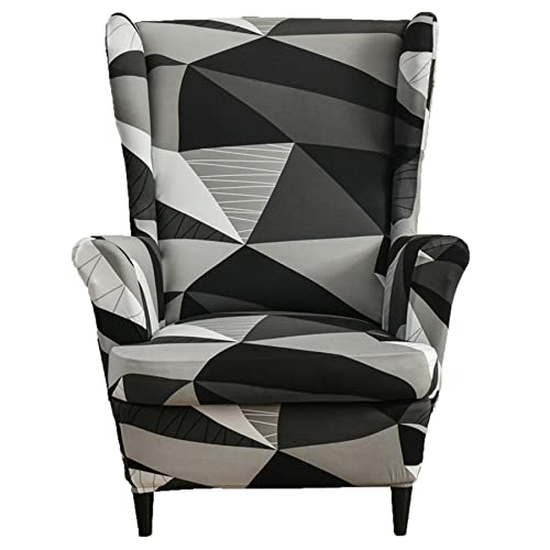 Hzdhclh Geometric Wingback Chair Slipcovers 2 Piece,Stretch Spandex Wing Chair Covers For Living Room Armchair,Washalbe Sofa Slipovers #TOP12