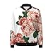 Bomber Jacket Women Floral Zip Up Zipper Jackets Coats Stand Collar Long Sleeve Causal Lightweight Tops Outerwear Womens Fall Jacket,Pink,M