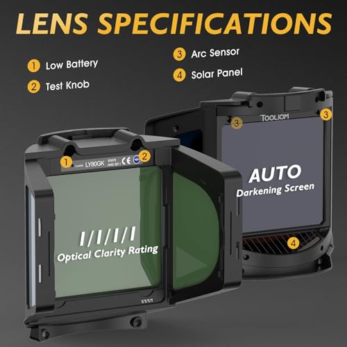 Image of TOOLIOM Auto Darkening Welding Helmet with Panoramic Viewing Welding Mask Type-C Charging & Solar /Rechargeable Battery Powered Welder Hood for TIG MIG Cut Grind
