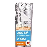 Trittschalldämmung mit Dampfsperre 200m² PREMIUM SILVER 2mm stark | 8 Rollen je 25m...