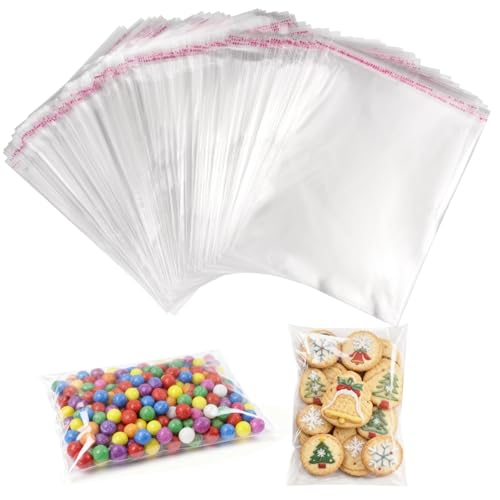200 peças sacos transparentes, 20 x 15 cm sacos de celofan autocolantes, auto-adesivo saco transparente auto-adesivo, saco Celofan, sacos seláveis para bolachas, doces, pequenos presentes e jóias