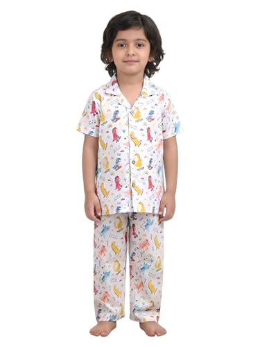 Image of POLKA TOTS 100% Pure Cotton Half Sleeve Night Suit for Kids, Girls & Boys | Cotton Pyjama Set | Unisex Night Dress for Children | Night Suit for Girls |Sleepwear for Kids | Winter Night Dress for Boys