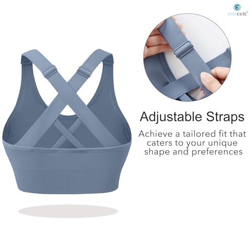 Image of Evercute Sports Bras for Women Padded Medium Support Criss Cross Strappy Bra Seamless High Impact Yoga Exercise Athletic Bras