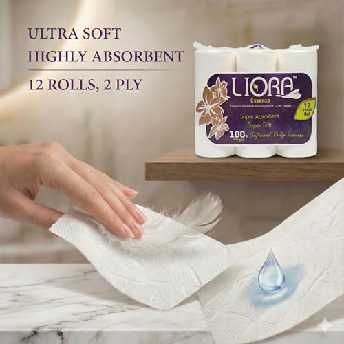 Image of Liora 2 Ply Toilet Paper Roll | 2,220 Pulls | 185 Pulls x 12 Rolls| Ultra-Soft, Highly Absorbent Tissue | Compatible with All Dispensers | Ideal for Home, Office & Restaurant Use (12 Roll in 1)