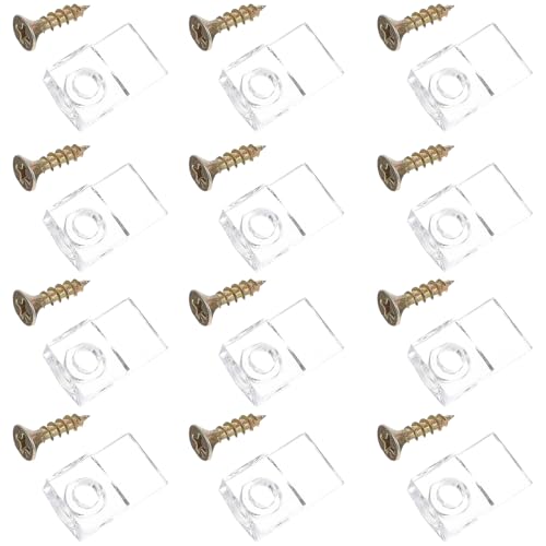 DEARMAMY 50 piezas Unidades Clips de Sujeción para Paneles de Vidrio y Espejos Soportes Resistentes de Plástico Premium para Montaje sin Perforación Baños y Muebles Incluye Tornillos