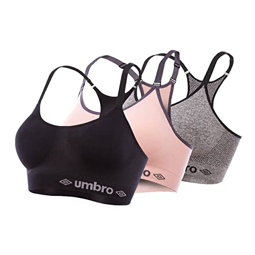 Brassière Femme Confortable, Soutien Gorge Sport Femme, Bretelles Réglables et sans Armature (Lot de 3), Noir, Rose, Gris, Taille S/M