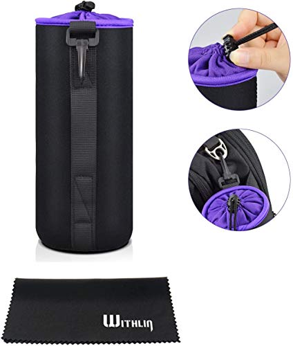 WITHLIN Extra Grande y Grueso Lente de la cámara Caso Suave Peluche y Bolsa de Neopreno para cámara SLR DSLR Lente (Canon Nikon Fuji Panasonic Sony Olympus Pentax, etc.)(XL)
