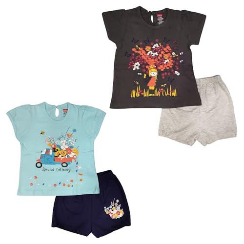 Image of LuvLap Baby Girls Regular Fit 100% Cotton Half Sleeves Girls Top CoSet Pack of 2