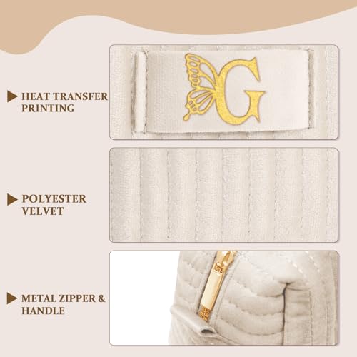 Image of COSHAYSOO Personalized Bridesmaid Proposal Gifts Initial Makeup Bag Letter G, Bachelorette Party Bridal Shower Maid of Honor Gift for Wedding, Monogrammed Cosmetic Pouch for Bride Mother