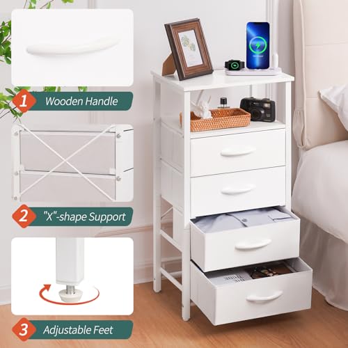 Yoobure Night Stand - LED White Nightstand with Charging Station for Dorm by Yoobure - Used condition - Image 5