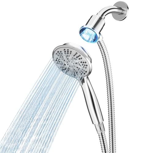 PRIMSOPH Shower Head Handheld Spray Combo 10 Mode Spray Settings Magnetic Docking Detachable Showerhead Rainfall Automatically Switch Design High Presure Stainless Steel Hose Chrome
