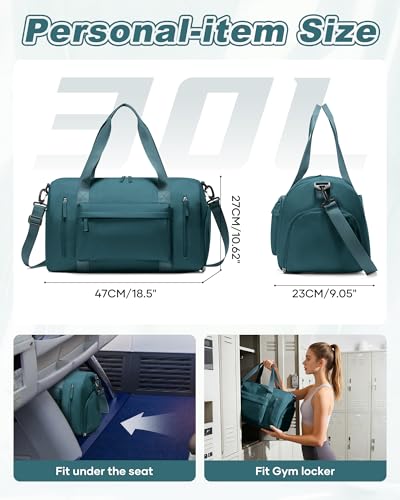 Image of Gym Bag for Women,Travel Duffel Bag with Shoes Compartment Personal Item Carry On Overnight Bag for Mens Weekender Bag Training Handbag Sports Gym Tote Bag Yoga Bag Peacock Blue
