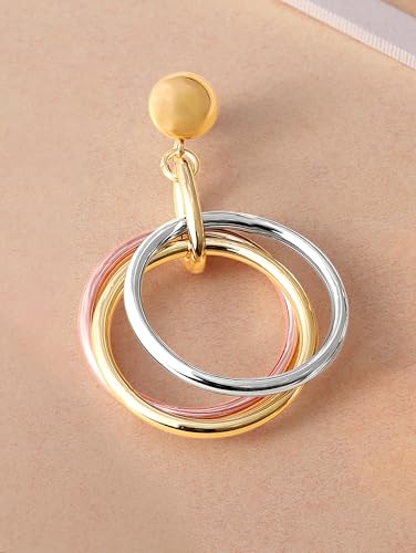 Image of Rubans Dual Plated Matte Finish Drop Hoop Earrings For Women Stylish