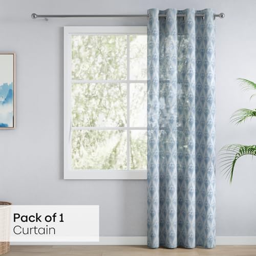 Image of haus & kinder Sheer Door Curtain 7 Feet Long Pack of 1 Door Curtain, 7 Feet Curtain for Door, Light-Filtering & Breathable (Bloom Lattice, Multicolor 114x213cm)