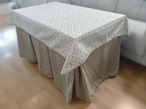 Genérico Ropa Chenilla de Mesa Camilla Rectangular (Beige) con 8 Pliegues - Incluye tapete - Varias Medidas - Falda Mesa Camilla, Enaguillas, Enaguas, Ropa Chenilla - 120 x 70 cm (72 cm de Alto)