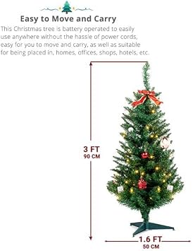 Artificial Slim Christmas Tree, Metal Stand Artificial Pine Tree Halloween Decorations with 129 Branch Tips, for Indoor Outdoor Christmas Party Holiday Decoration