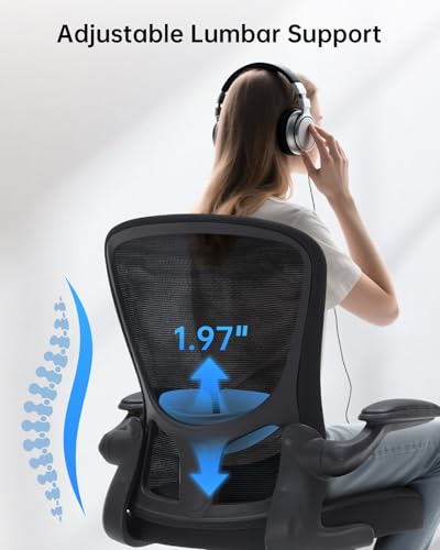 Image of Drafting Chair Tall Office Chair with Flip-up Arms Adjustable Height Standing Desk Chair with Lumbar Support and Footrest Ring Ergonomic Executive Computer Chair Swivel Drafting Stool for Work /Drawing