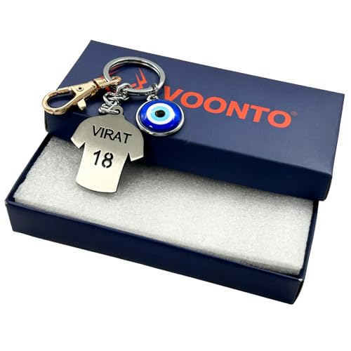 Image of Dhoni Virat Rohit Jersey with Evil Eye & Golden Hook Metal Keychain for Cricket Lovers Sports Person Excellent Gift for Birthday, Anniversary, Valentines Day (Pack-1)