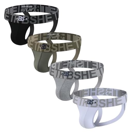 BSHETR Masculino Cueca Masculina Jockstrap Com Suporte Atlético, Pacote Com 4 Peças, Algodão, Cintura Baixa, Multipack (Bt047, Xxg)