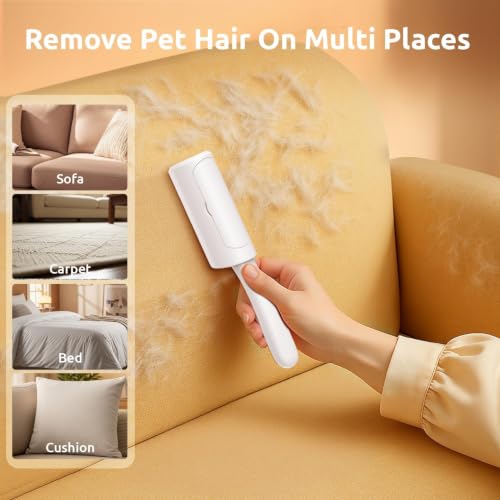 Image of ACE2ACE Mini Pet Hair Remover for Clothes, Reusable Lint Roller for Clothes | Self Clean Cat Hair Remover with Fur Bin, Dog Hair Remover for Couch, Furniture, Carpet, Sofa and Bedding (White-Mini)