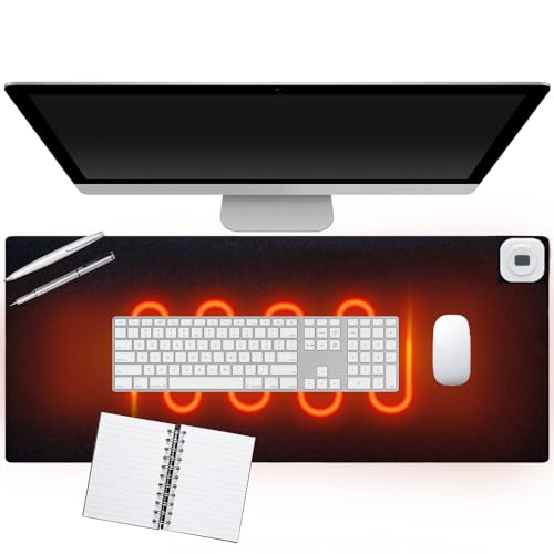 80×33cm Heated Mouse Pad, Heated Desk Mat, Winter Hand Warmer Desk Pad Mouse Mat with Digital Display & 6 Heating Levels Heating Function Waterproof Mousepad for PC Keyboard Laptop Office Home
