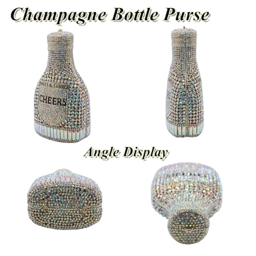 Image of Rhinestone Champagne Bottle Clutch, Luxury Evening Bag for Women