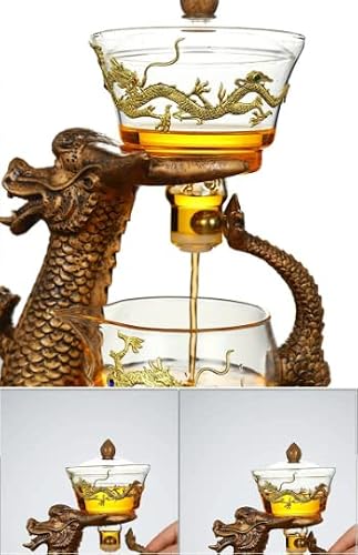 Acacuss Unique Dragon Tea Set Magnetic Tea Infuser Ceremony Set For Tea Lovers Gift Creative Glass Teapot With Infuser Heat-Resistant Glass Teapot Infuser (Tea Maker + 6 Cups) #TOP1
