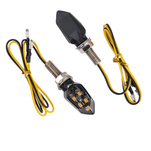 Funver 2 Stück Motorrad-Blinker, 12 V, E24, 5 LEDs, Mini-Blinker, für Motorrad, E-MARK, IP65 M8, LED-Blinker, geeignet für Motorräder, geeignet für Roller, Offroad-Fahrzeuge mit vier Rädern