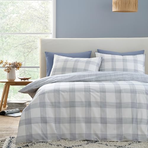 Housse de Couette Percale de Coton Bianca Marlow Parure de Lit Bleu Douceur Réversible - 2