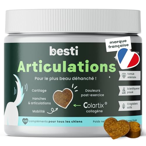 besti - Articulações, 75 suplementos alimentares premium para cães, antiartrose, melhora a mobilidade articular e a cartilagem, marca francesa - fórmula veterinária, frango, 300 GR