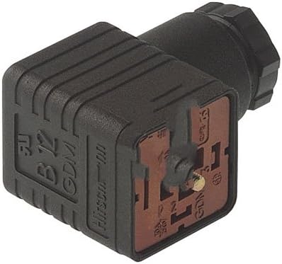 "Lumberg Automation / Hirschmann 932109100 Connector, GDM 3011 J BLACK, Valve, Type A, 3C + Ground, 4.5-11mm Cable (UL)"