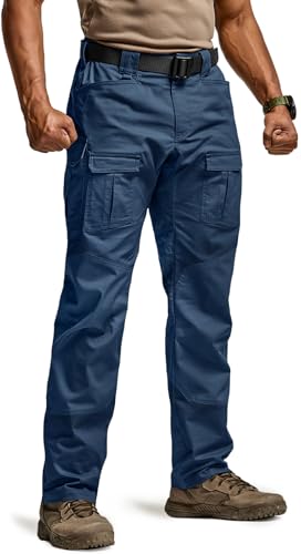 Image of CQR Men's Flex Ripstop Tactical Pants, Water Resistant Stretch Cargo Pants, Lightweight EDC Hiking Work Pants