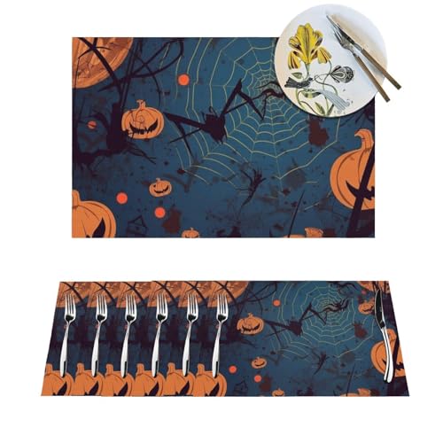 Set de table lavable en PVC résistant à la chaleur antidérapant Halloween