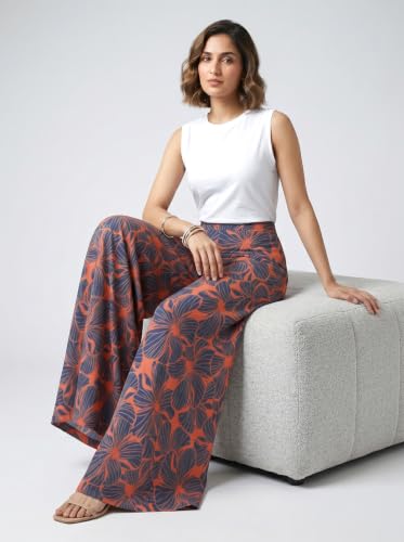 Image of HELLCAT Trousers for Woman | Palazzo Pants | Wide Leg Printed Palazzo | Women Casual Trouser | Korean Trousers