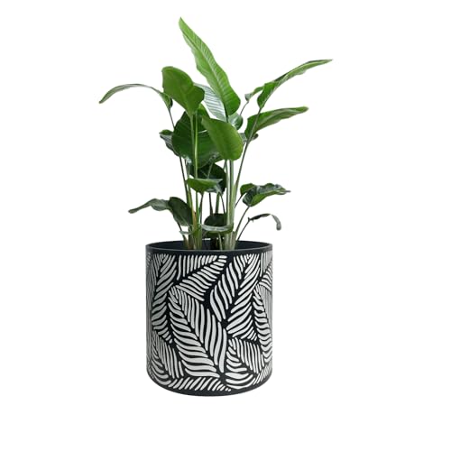 Flower-Pot-12-Inch-Without-Stand-Indoor-Plant-Pots-for-Home-Garden-Patio-OfficeLeaf-Black