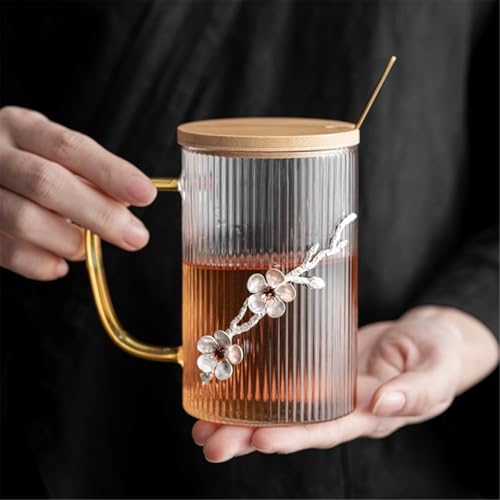 Tazas de vidrio con decoración flor ciruelo para regalar 6