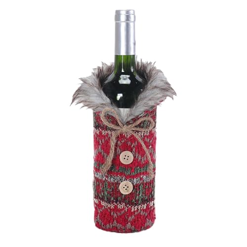 Bolsas de vino navideñas reutilizables con cuello y lazo decorativo para el hogar